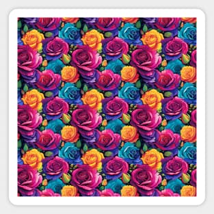 Neon Bright Roses Magnet